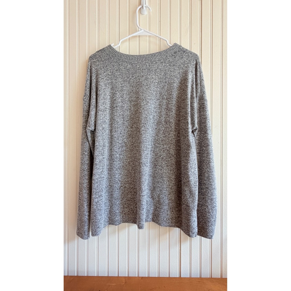 Lucky Brand Womens Heathered Grey Long Sleeve Crewneck Knit Sweater Large - Picture 2 of 10